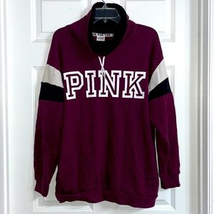 PINK fleece-lined cowl neck sweatshirt size Medium